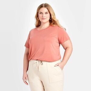 Women's Plus Size Short Sleeve Scoop Neck Sandwash T-Shirt - 4XL - Ava & Viv